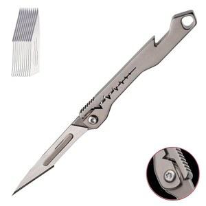 미니 티타늄 손잡이 접이식 유틸리티 메스 10개 포함 11# 메스날 (회색)