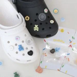 신발 신발 세트 참 슈즈 악세서리 곰 슈 장식 곰돌이 귀여운 하트 파츠 베어 5type 키치 단추 비츠 비즈