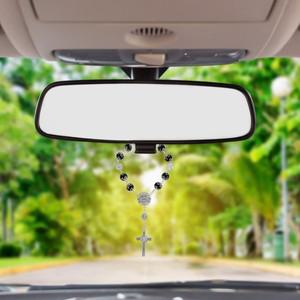 자동차 백미러 서스펜션 매달려 액세서리 묵주 차량용 유리 크로스 펜던트 합금