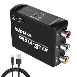 FeiEVER AV S 비디오에서 HDMI 변환기 | RCA에서 복합 CVBS 오디오 비디오 어댑터 VCR/VHS/Xbox/PS1/PS2/SS/N64/STB/TV/PC/블루레이 DVD 플레이어용 PAL/NTSC 지원., 블랙, CVTR-2