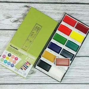 쿠레타케 지그 수채화 고체물감 Gansai Tambi 12색 문구반점 고체케익 고체케익물감 수채화용품 수채물감