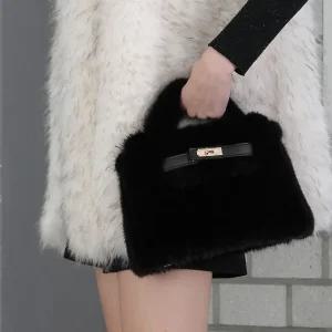 63블랙벨라천연밍크토트백