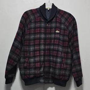 라코스테 올드스쿨 추동 타탄체크 루즈핏 집업 모직 점퍼/ 100-105/싹다구제
