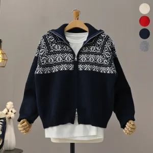 [모노시크] 베리츠 노르딕 하이넥 니트 집업 가디건_MNKT257