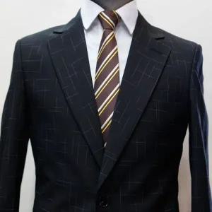 고품질 젠틀타이 브라운 배색 사선 자동넥타이 (폭6.8cm) 니트넥타이 (WE70593)