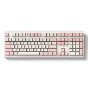 FL-ESPORTS NX108 유무선 블루투스 풀배열 기계식 키보드 크림 핑크, 저소음 스노우축