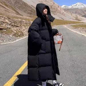 여자 롱 패딩 빅사이즈 데일리 캐주얼 여성 롱 패딩 루즈핏 덕다운 하프 아우터 겨울