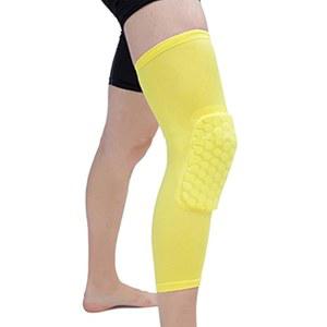 웨이 롱 무릎 종아리 패딩 압축 다리 소매 허벅지 스포츠 보호 장비 정강이 보호대 축구 농구 배구 야구 테니스 (S, Yellow) 지원