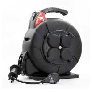 러그박스 캠핑릴선 자동 전기 연장선 리드선 20M 오토릴 캡형 올블랙 1.0SQ