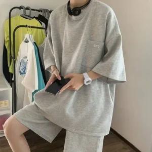 남자 상하의 스타일 5부트레이닝 셋업 반팔반바지