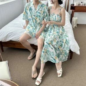 하와이안 남녀 커플 비치웨어 썸머룩 SD 240613웨어 웨어 여성웨어 원피스웨어 남성웨어상의 남자웨어셔츠