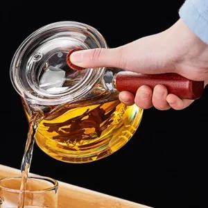 우드손잡이 내열 유리 차포트 티팟 티폿 우림 700ml숙우 다도 포트 우리기 찻주전자 우림폿