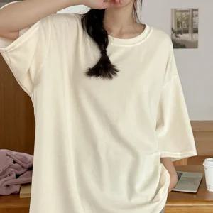 보들해 루즈핏 벨로아 반팔 티셔츠 84681 빅사이즈 여성의류