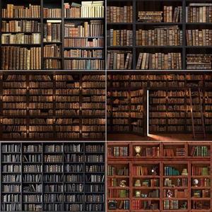 MOON.QG 책 선반 사진 벽 배경, 책장 스튜디오 빈티지 벽지, 촬영 소품