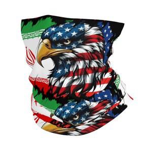 미국과 이란의 독수리 깃발 발라클라바 반다나 머리띠 스카프 넥 게이터 남성용 야외 스포츠 하이킹 사이클링 러닝 낚시 화이트