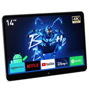 XTRONs 14인치 4K 휴대용 자동차 TV 헤드레스트 모니터, 뒷좌석용 90 회전식 안드로이드 11 IPS 터치스크린 태블릿, WiFi/블루투스/HDMI/USB/AV 내장/스크린 미러링 4+64G(1PC)