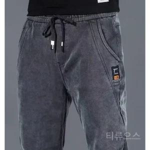 티류으스 남성 신축성 밴딩 청바지 스트레이트 핏 무철 무자석 작업복 기모 캐주얼 바지 WX