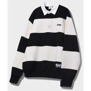 (매장판) 지프 레트로 마운틴 1941 스트라이프 카라 맨투맨 (JQ5TSU825블랙)
