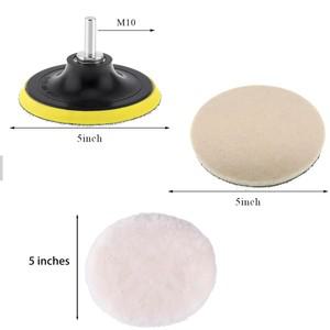 2-5인치 버핑 울 패드 키트 8개  드릴용 왁스 및 M10 어댑터가 있는 백킹 플레이트 포함  자동차/보트 광택