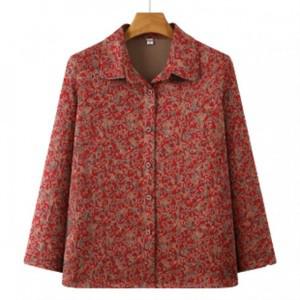 더그랜 중장년 여성 패턴 블라우 클래식 셔츠