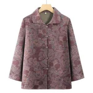 더그랜 중장년 여성 페이즐리 패턴 카라넥 셔츠 블라우