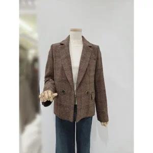갤러리아 [SOUP]비죠 장식 체크 반 더블 자켓 SBAJK37A