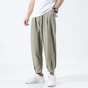 캐주얼바지 아웃도어 레저팬츠 밴딩 9부 면바지