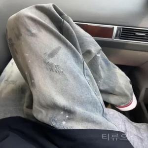 티류으스 남성용 아메리칸 스트리트 스플래터 오버핏 데님 팬츠 가을 스타일링 슬림핏 스트레이트 핏 바지