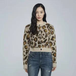 [버커루]여성 날개사 레오파드 니트 가디건(B224KC810P)