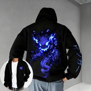 포켓몬 애니메이션 콜라보 지퍼 후드티 2025 여름 남성용 신상 하운터 프린트 아메리칸 힙합 캐주얼 루즈핏 다용도 스웨터