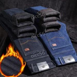 1/1+1 겨울 도톰 기모 남성 데님 바지 스판 하이웨스트 청바지 남자 데님팬츠 슬림핏