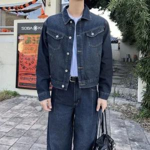 남자 청자켓 크롭 숏 데님 자켓 청청세트