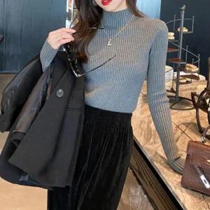 여성 반폴라 골지 니트티 베이직 터틀넥 목폴라 긴팔 니트 슬림핏 겨울 이너티