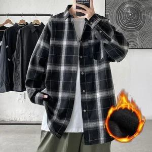 [아우트]패션셔츠자켓 안감 체크남방 셔츠 루즈핏