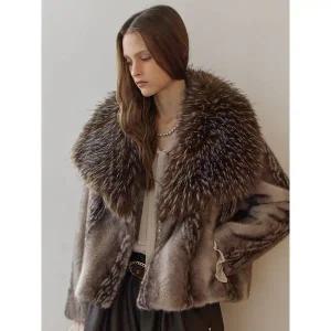 [마쟈]폭스 카라 그라데이션 페이크 퍼 자켓_P409276315