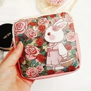 [라일리] Rly 사각 토끼 파우치 화장품 생리대 휴대용 미니 이