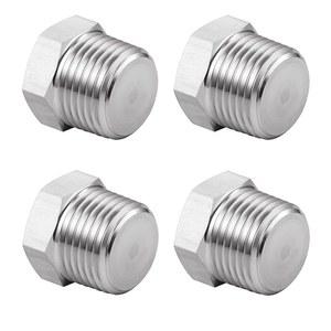 정교하게 조각된 외부 육각 헤드 나사산 파이프 플러그 피팅 4인치 NPT 남성 304 스테인리스 스틸 4팩