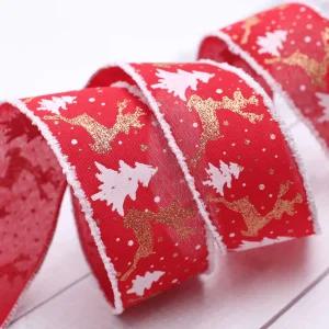 크리스마스오너먼트 연출용 반짝이 사슴 크리스마스 레드리본 장식 3m 4개 교회성탄장식 트리장식