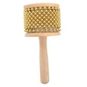 키장겔 나무 손잡이 카바사 타악기: 메탈 비드가 있는 리듬 셰이커 - 재즈 및 월드 음악 공연을 위한 라틴 악기