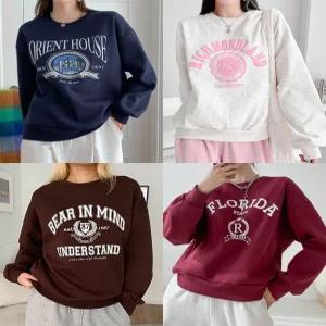 국내제작 24종 여성 기모 맨투맨 티셔츠 후드티 오버핏 박시 긴팔 기본티 레터링 겨울