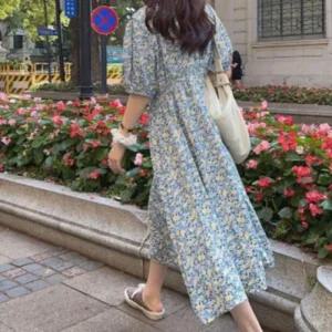 여름 하객원피스 롱원피스 플라워 블루 A라인 1P (496SZ)