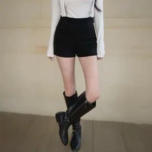 여성 하이웨스트 스판 레이온 무지 컬러 숏 팬츠