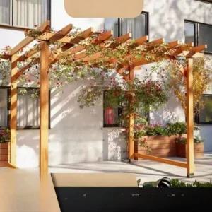 마당 나무 정자 벽 포도나무 넝쿨 지지대 파고라 설치 정원