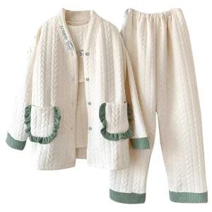 임산부수유복 겨울 긴팔 잠옷 모유수유 예쁜 3피스