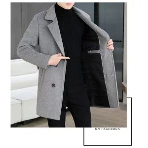 픽호샵 남자 키작남 하프 코트 기장 모직 주력 그레이 블랙 스판 카라 프린세스 슬리브리스 힛템