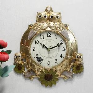 무소음 잉꼬 썬부엉이 금도금 주물 벽시계 HCA-578G