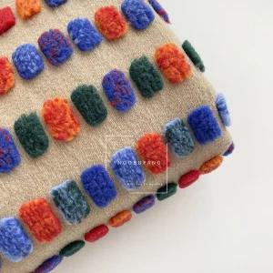 뽀글이원단 컬러 땡땡이 원단 입체 니트 자가드