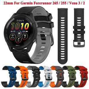 Garmin Forerunner 265 255 시계 스트랩, 스마트 워치, 실리콘 밴드, Venu 3 2 Vivoactive 4 팔찌, 22mm