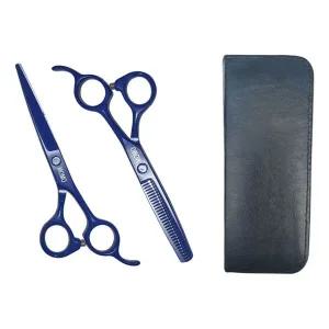 [콩심팥심]MOMO 컬러 미용 강아지용 가위 숱가위세트 (블루) (케이스포함)
