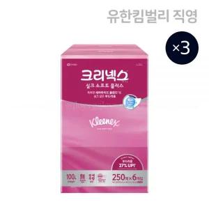 크리넥스 미용티슈 실크소프트 플러스 250매 X 6입 3EA
